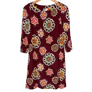 Fossil Floral Mandala Motif Shift Mini Dress Size Small